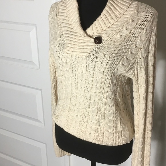 Jeanne Pierre cream cable knit sweater size s/p - Picture 6 of 7